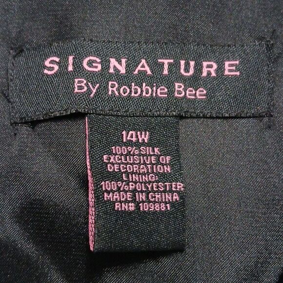 Signature by Robbie Bee black copper sequins 100% silk halter dress Sz 14W EUC - Picture 8 of 8